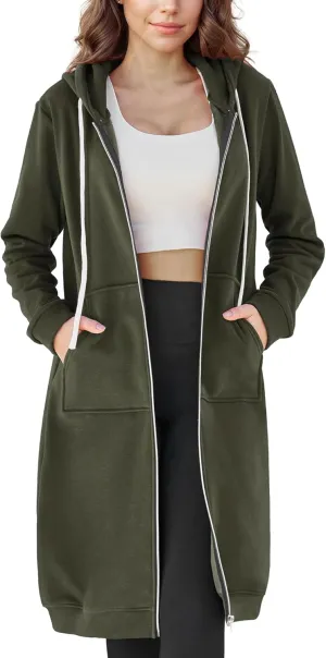 DUOYANGJIASHA Womens Hoodies Fashion Sweatshirts: Full Zip Up Winter Fleece Pullover Hoodies Fall Long Jackets with Pockets