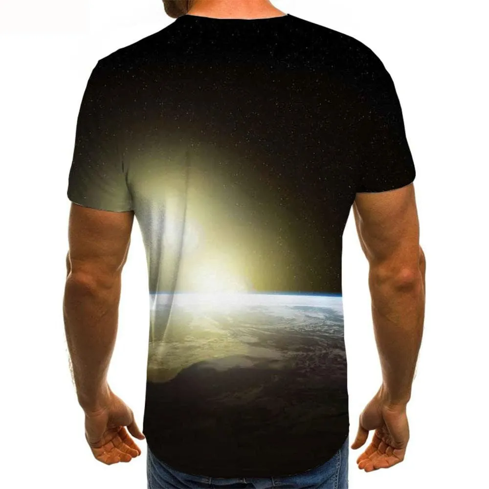 Earth T shirt Men Galaxy T-shirts 3d Universe Funny T shirts Space Tshirt Printed