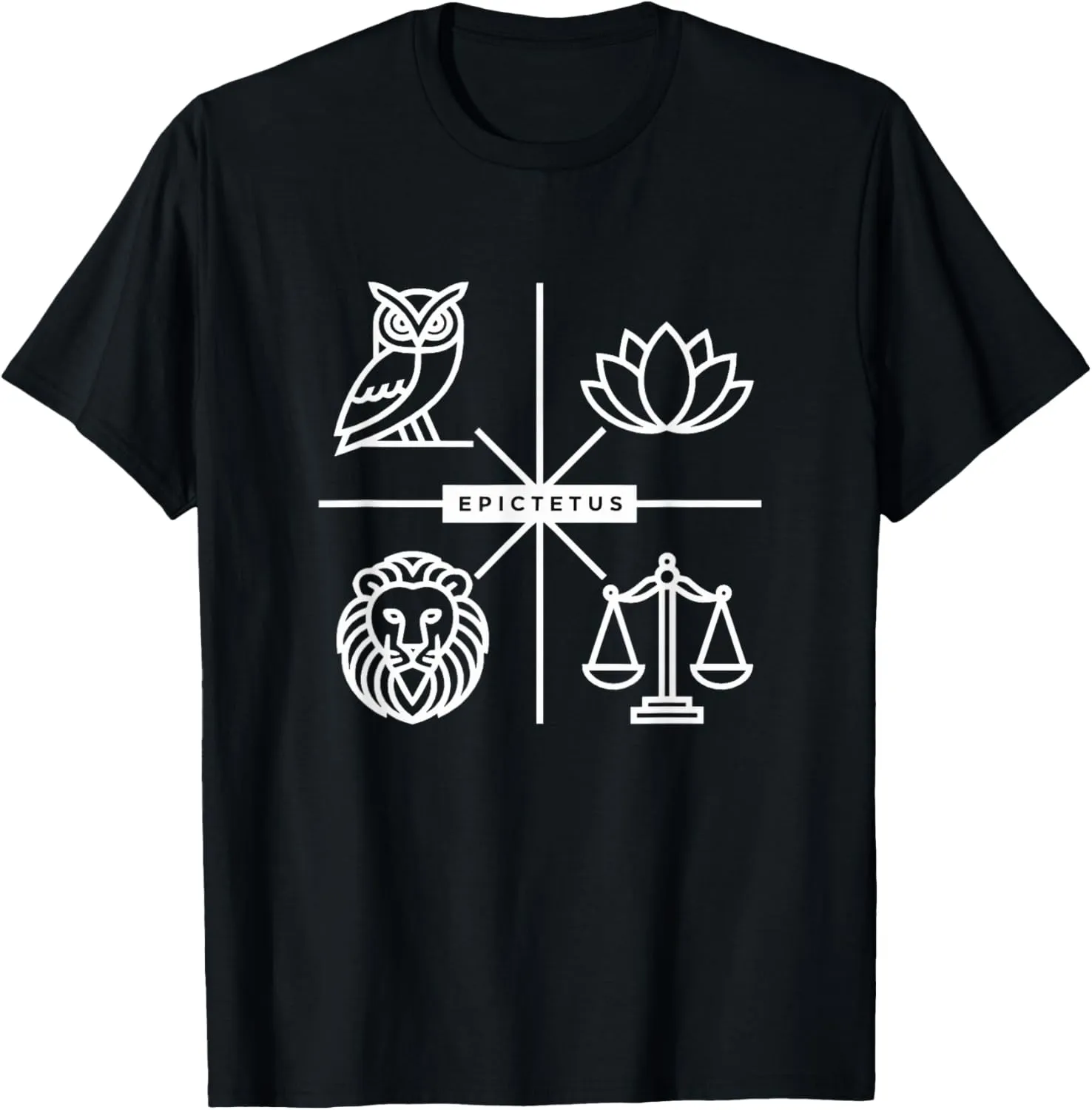 Epictetus Stoic Symbols Iconic Philosophy Motifs T-Shirt