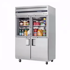 Everest EGSH4 49-3/4" Two Section Glass/Solid Half Door Upright Reach-In Refrigerator