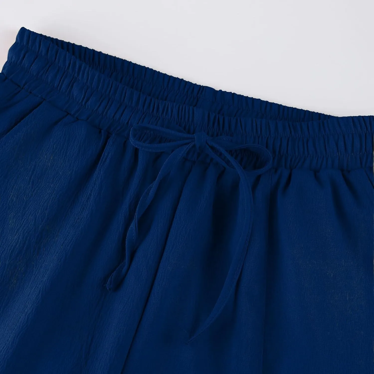 fanmpghleoo Linen Harem Pants Women with Pockets Drawstring Wide Leg Pirate Pants High Waisted Capri Joggers with Pockets