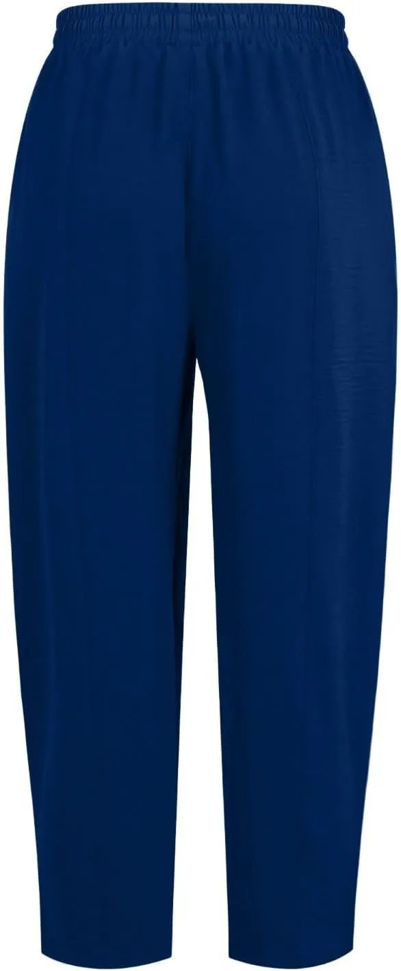 fanmpghleoo Linen Harem Pants Women with Pockets Drawstring Wide Leg Pirate Pants High Waisted Capri Joggers with Pockets