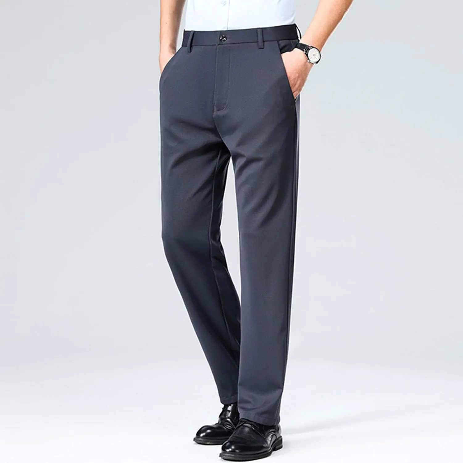Finelylove Mens Dress Pants Casual Slim Fit Flat Front Formal Pants Wrinkle Free Tapered Trousers Trendy
