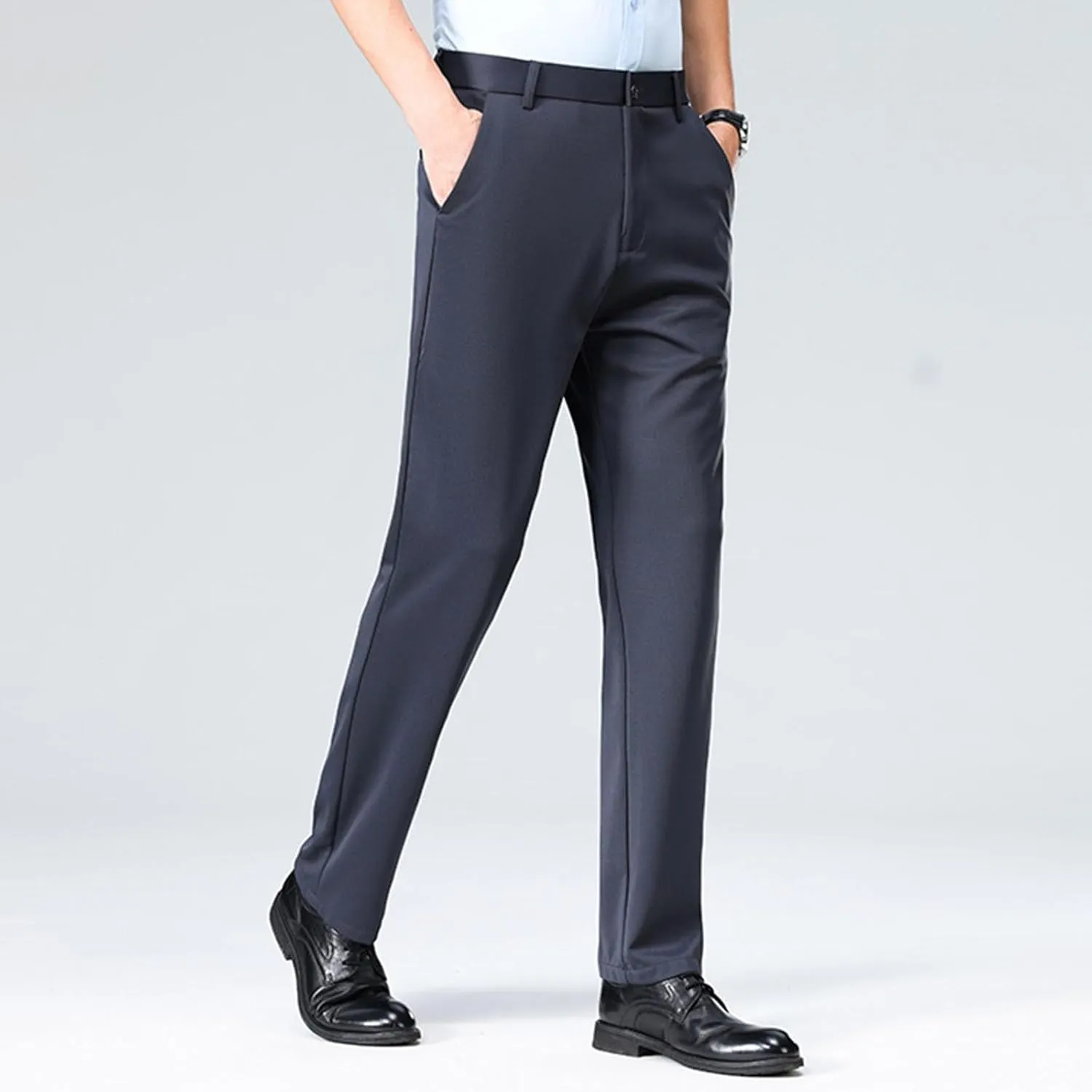 Finelylove Mens Dress Pants Casual Slim Fit Flat Front Formal Pants Wrinkle Free Tapered Trousers Trendy