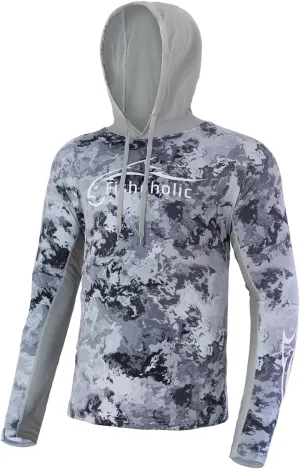 Fishoholic UPF 50 Performance Fishing Shirt - Long Sleeve MESH Hoodie - Loose Keg Fit - Breathable Quick Dry Sun Protection