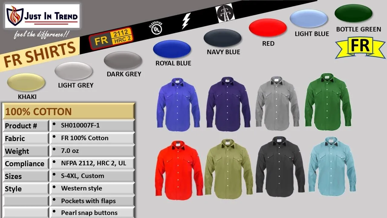 Flame Resistant FR Shirt - 100% C - Light Weight