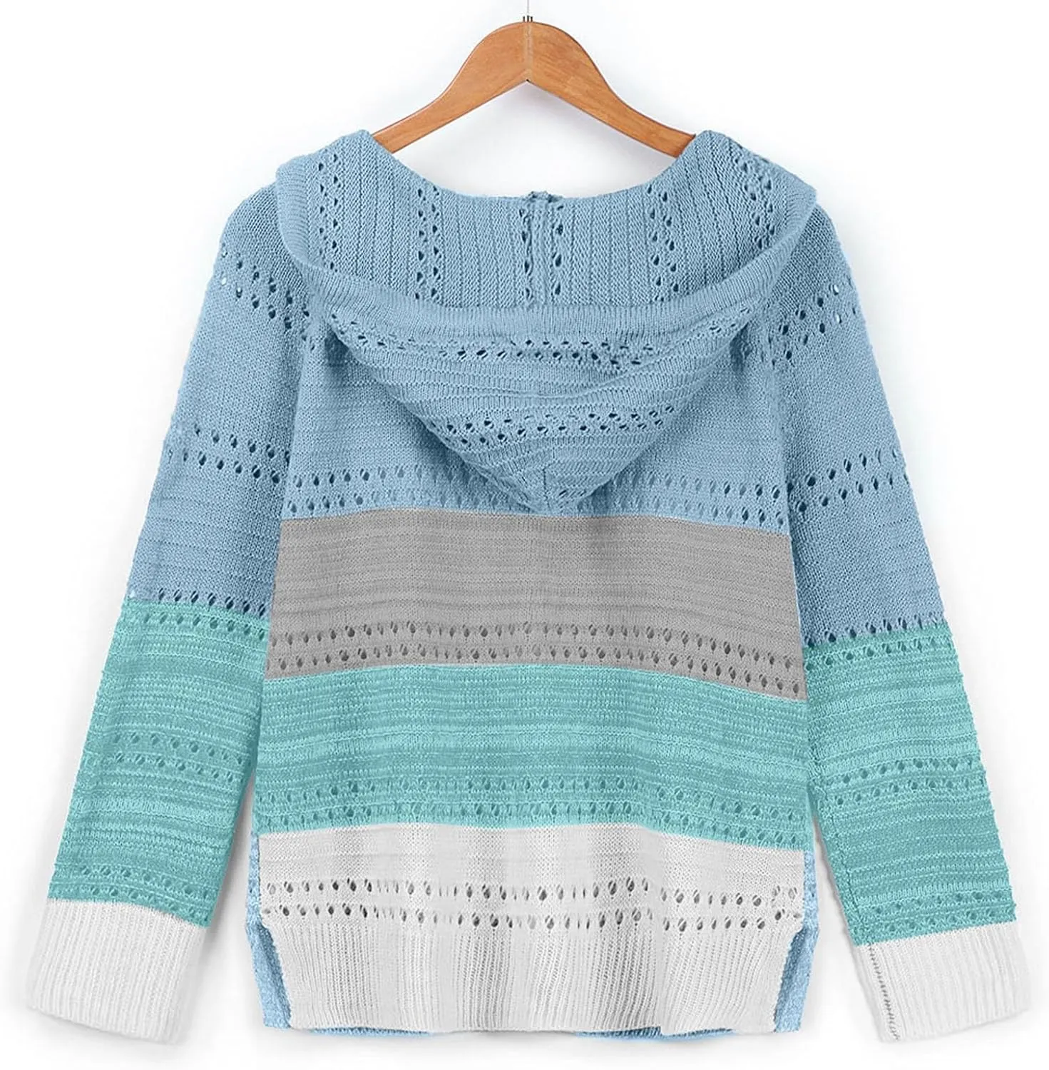 FQZWONG Spring Sweaters for Women 2025 Plus Size Long Sleeve Hoodies Casual Ladies Sweatshirts Fashion Knit Hooded Tops