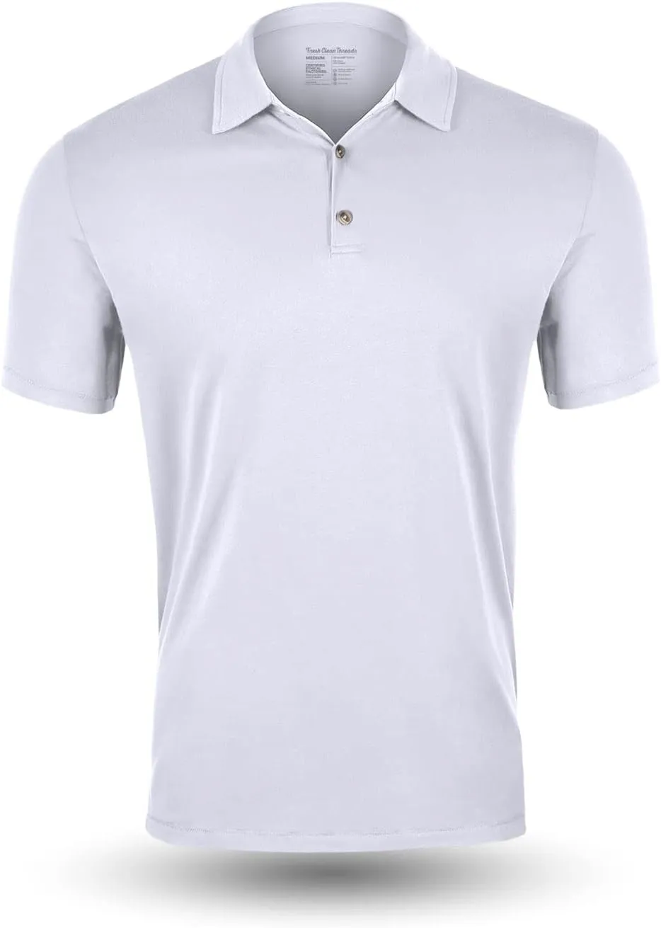Fresh Clean Threads Mens Polo Shirts - Pre Shrunk Soft Fitted Premium Classic Shirt - Men's Polos Cotton Poly T-Shirt Blend