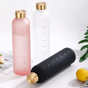 Frosted Motivational 1 Litre Water Bottle With Time Marker