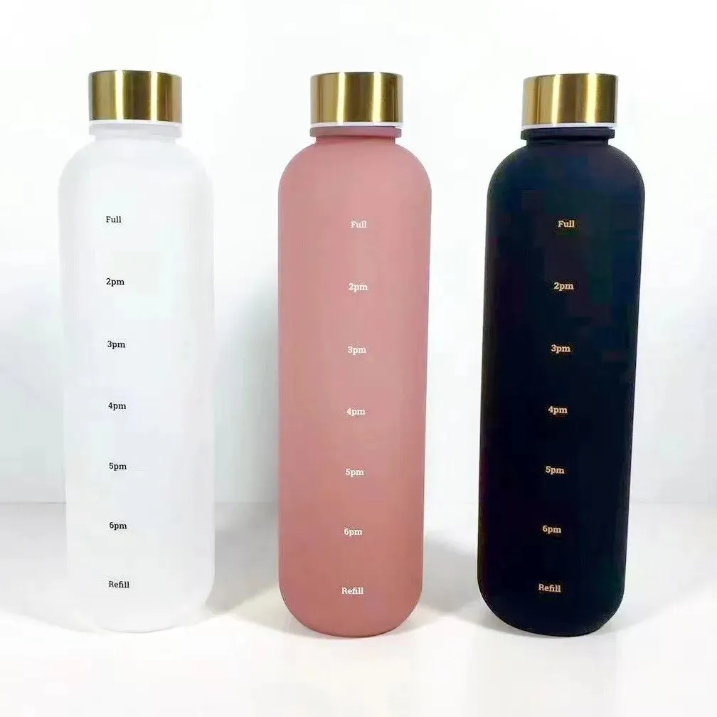 Frosted Motivational 1 Litre Water Bottle With Time Marker