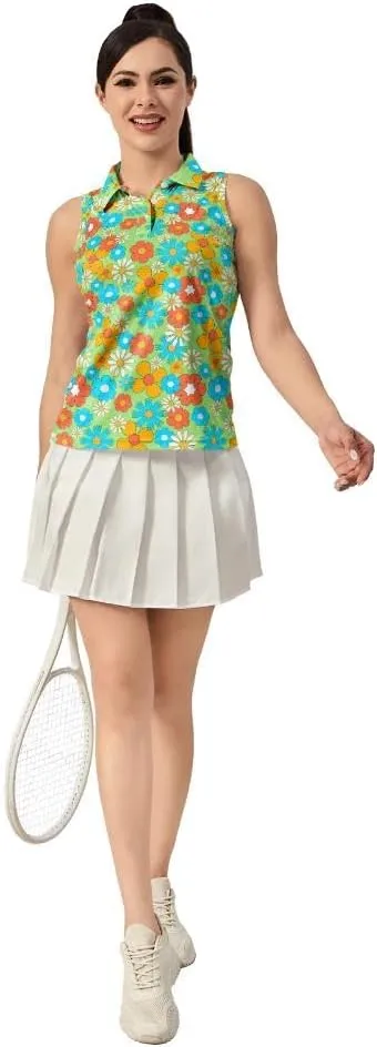 Funny Sleeveless Golf Polo for Women Sleeveless Quick Dry Polo Shirts Ladies Golf Shirts Golf Outfits for Women