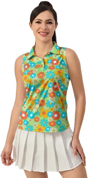 Funny Sleeveless Golf Polo for Women Sleeveless Quick Dry Polo Shirts Ladies Golf Shirts Golf Outfits for Women