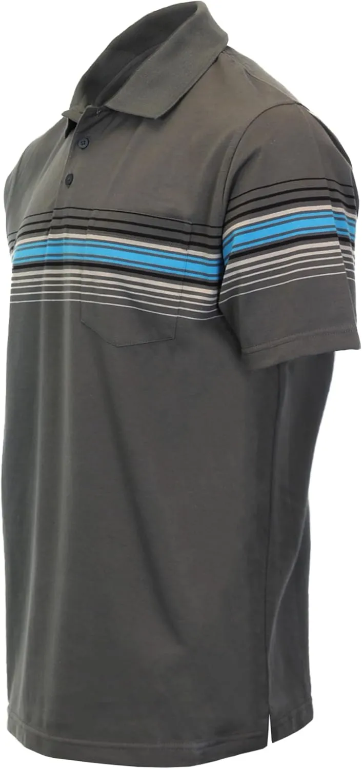 Gioberti Mens Multiple Stripe Polo Shirt with Pocket