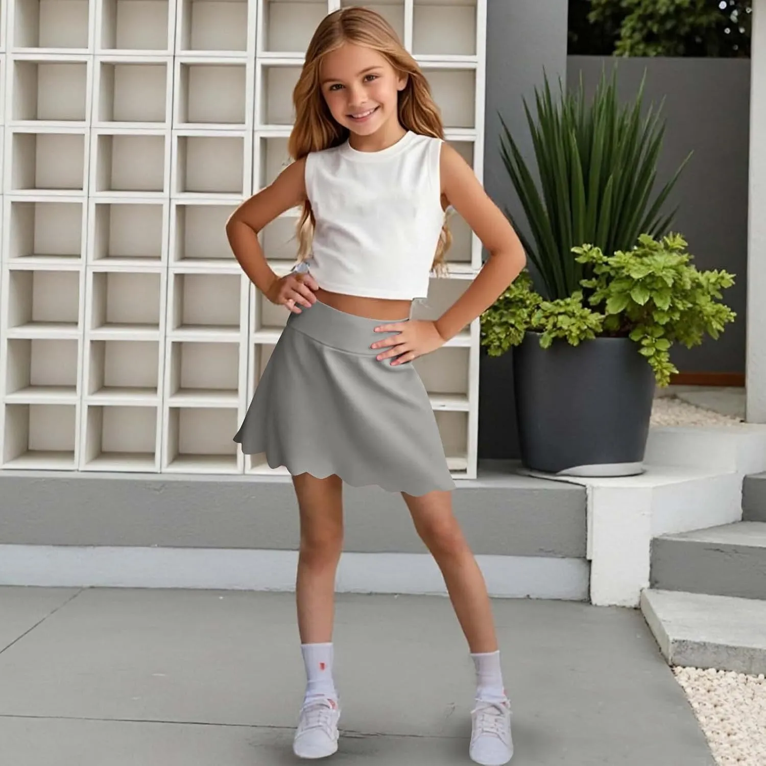 Girls Butterfly Shorts Y2K Trendy Flowy Shorts with Liner Summer Preppy 2 in 1 Tennis Skirts Athletic Workout Skorts