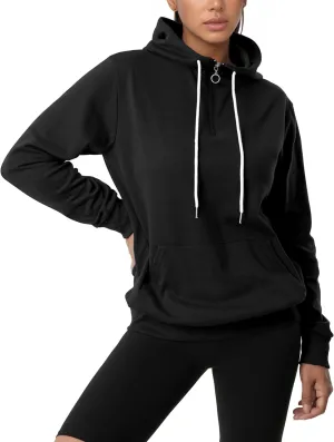 GIVON Womens Lightweight Thin Quarter Zip Up Pullover Hoodie Sweatshirt with Plus Size