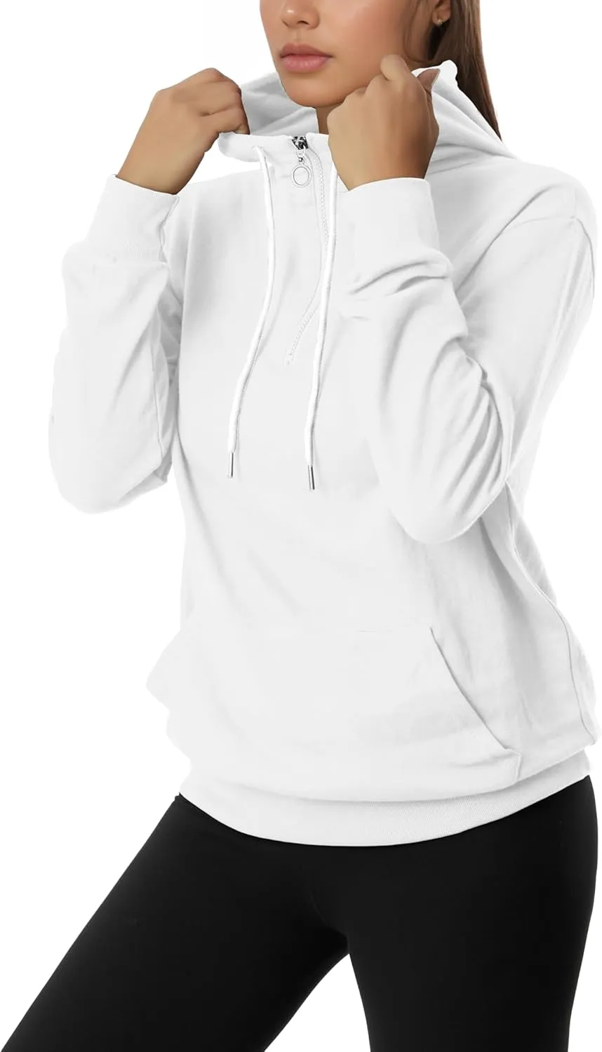 GIVON Womens Lightweight Thin Quarter Zip Up Pullover Hoodie Sweatshirt with Plus Size
