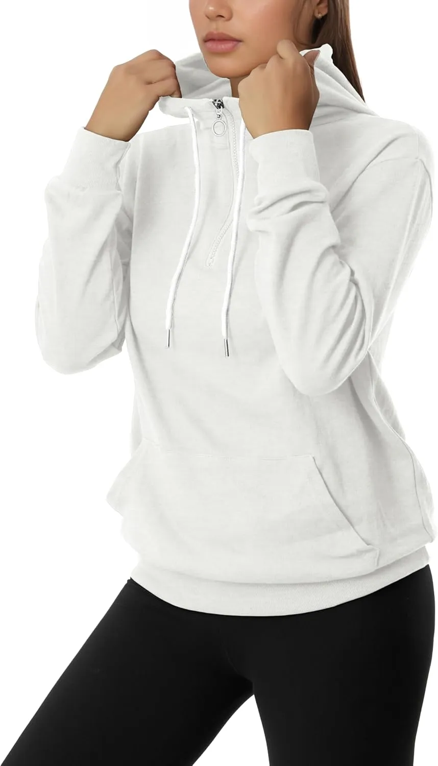 GIVON Womens Lightweight Thin Quarter Zip Up Pullover Hoodie Sweatshirt with Plus Size
