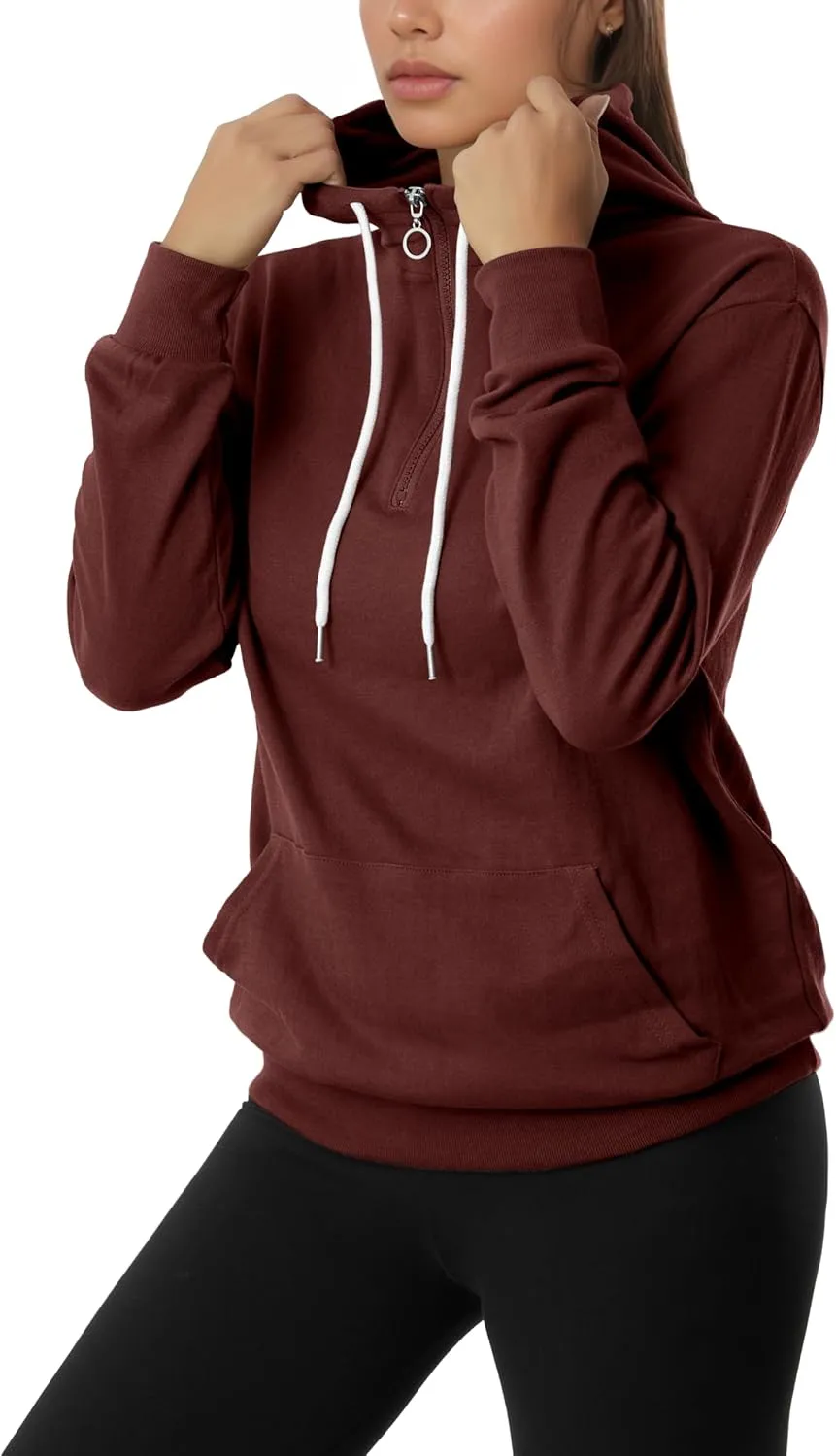 GIVON Womens Lightweight Thin Quarter Zip Up Pullover Hoodie Sweatshirt with Plus Size