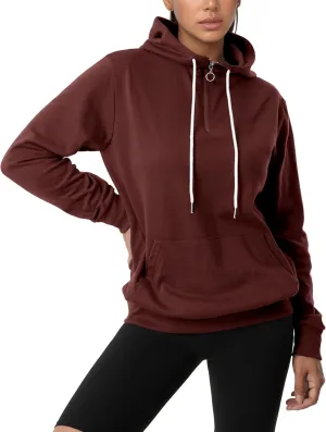 GIVON Womens Lightweight Thin Quarter Zip Up Pullover Hoodie Sweatshirt with Plus Size