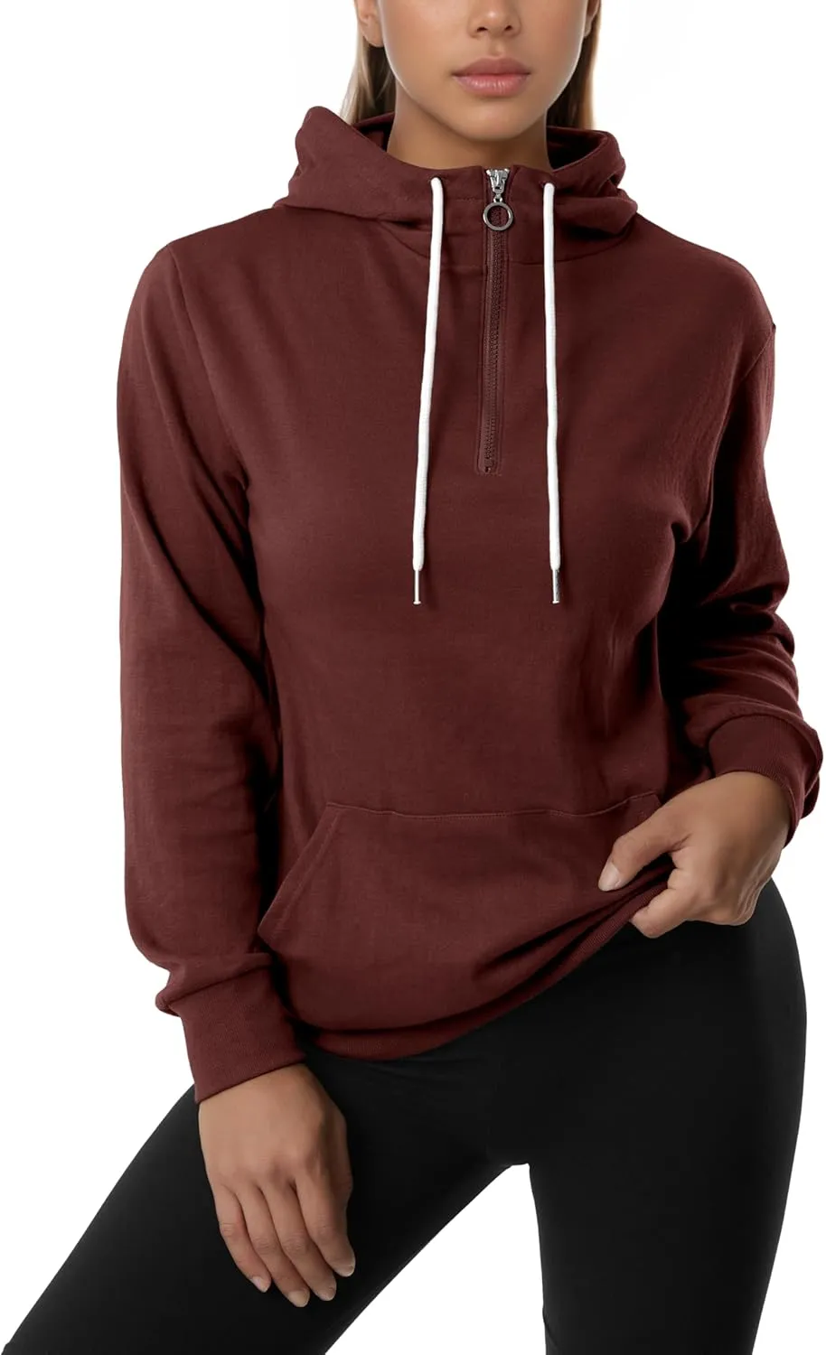 GIVON Womens Lightweight Thin Quarter Zip Up Pullover Hoodie Sweatshirt with Plus Size