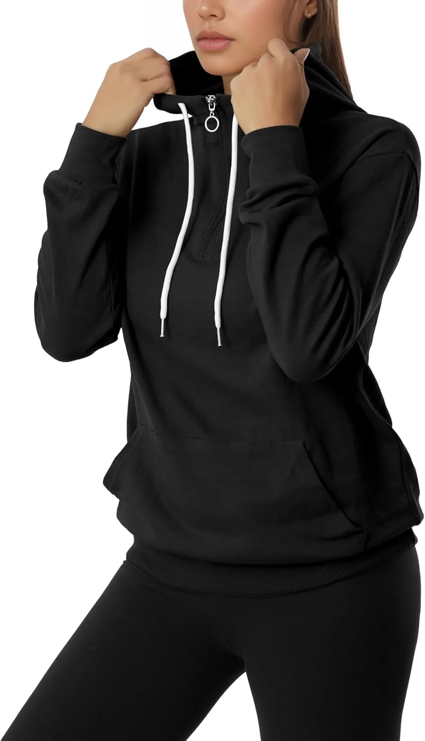 GIVON Womens Lightweight Thin Quarter Zip Up Pullover Hoodie Sweatshirt with Plus Size