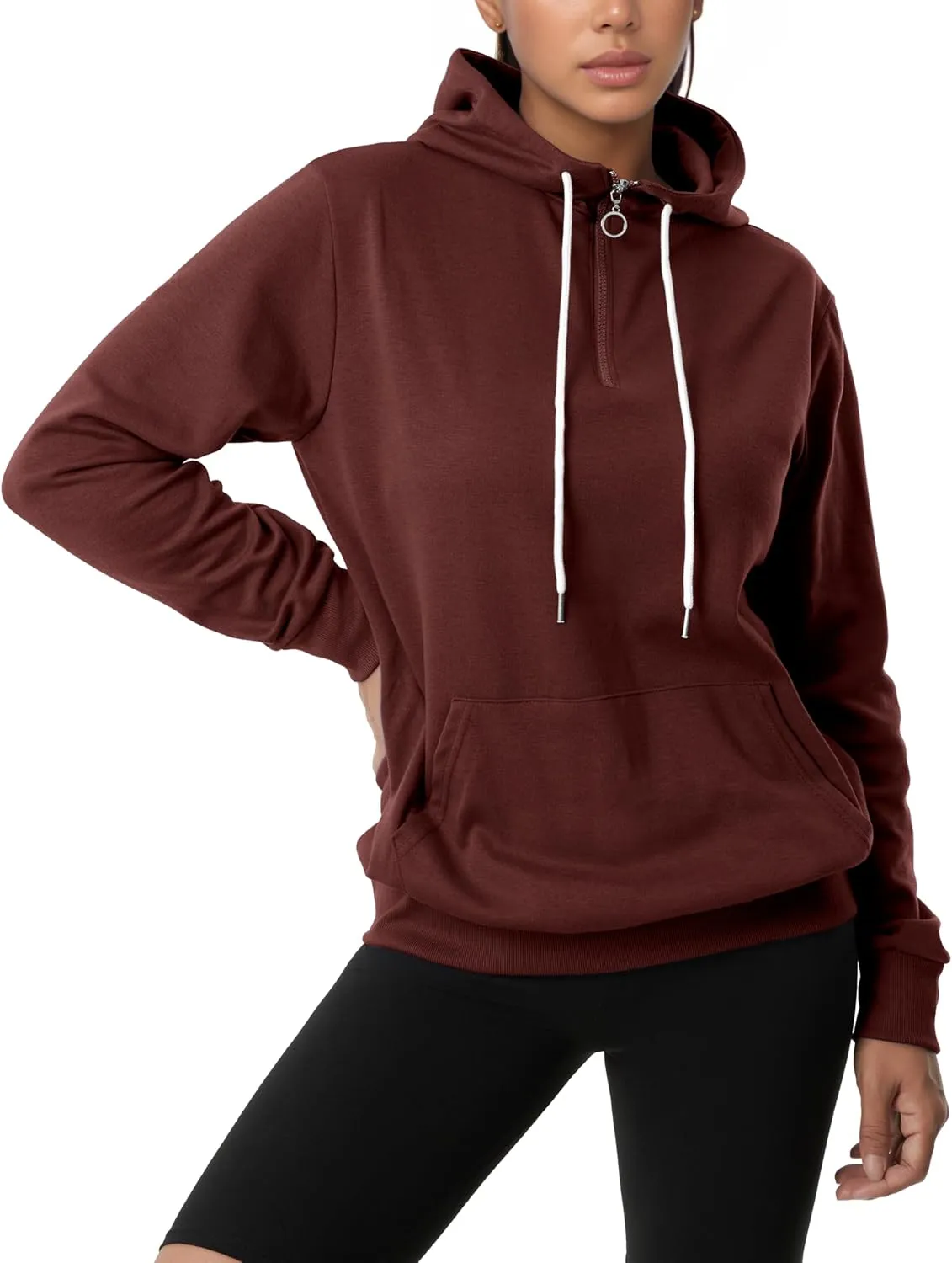 GIVON Womens Lightweight Thin Quarter Zip Up Pullover Hoodie Sweatshirt with Plus Size