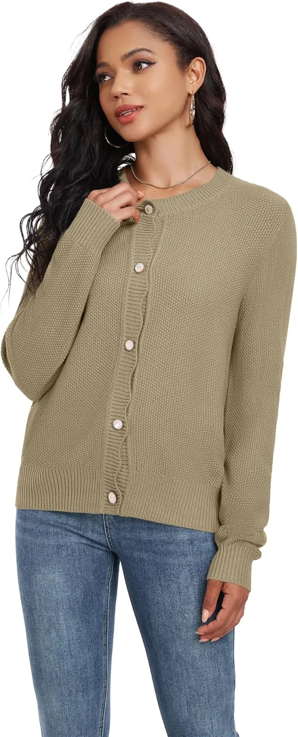GRECERELLE Women Knit Cardigan Sweaters Long Sleeve Open Front Button Down Casual Trendy Jackets Outwear