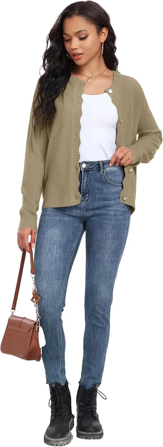 GRECERELLE Women Knit Cardigan Sweaters Long Sleeve Open Front Button Down Casual Trendy Jackets Outwear