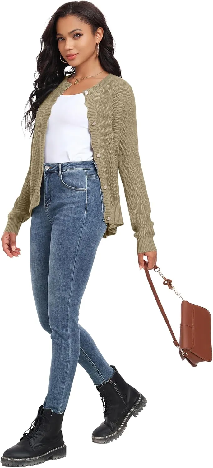 GRECERELLE Women Knit Cardigan Sweaters Long Sleeve Open Front Button Down Casual Trendy Jackets Outwear