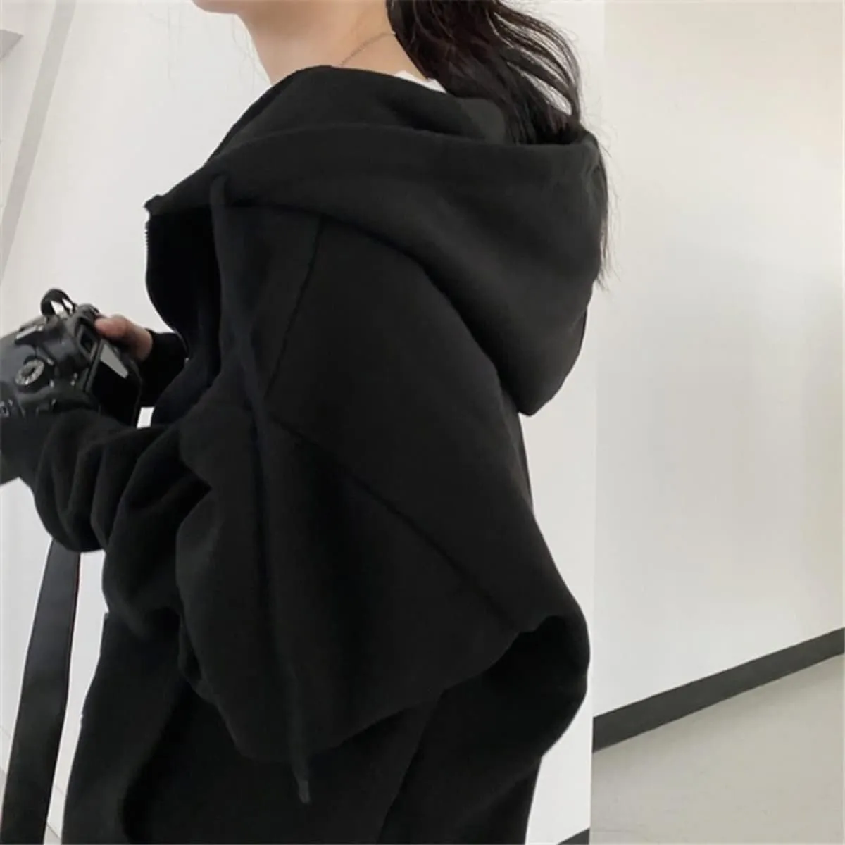Grunge Jacket Women Fairy Zip Up Fleece Hoodie Y2k Vintage Oversized Long Sleeve Goth Sweatshirt Harajuku Streetwear