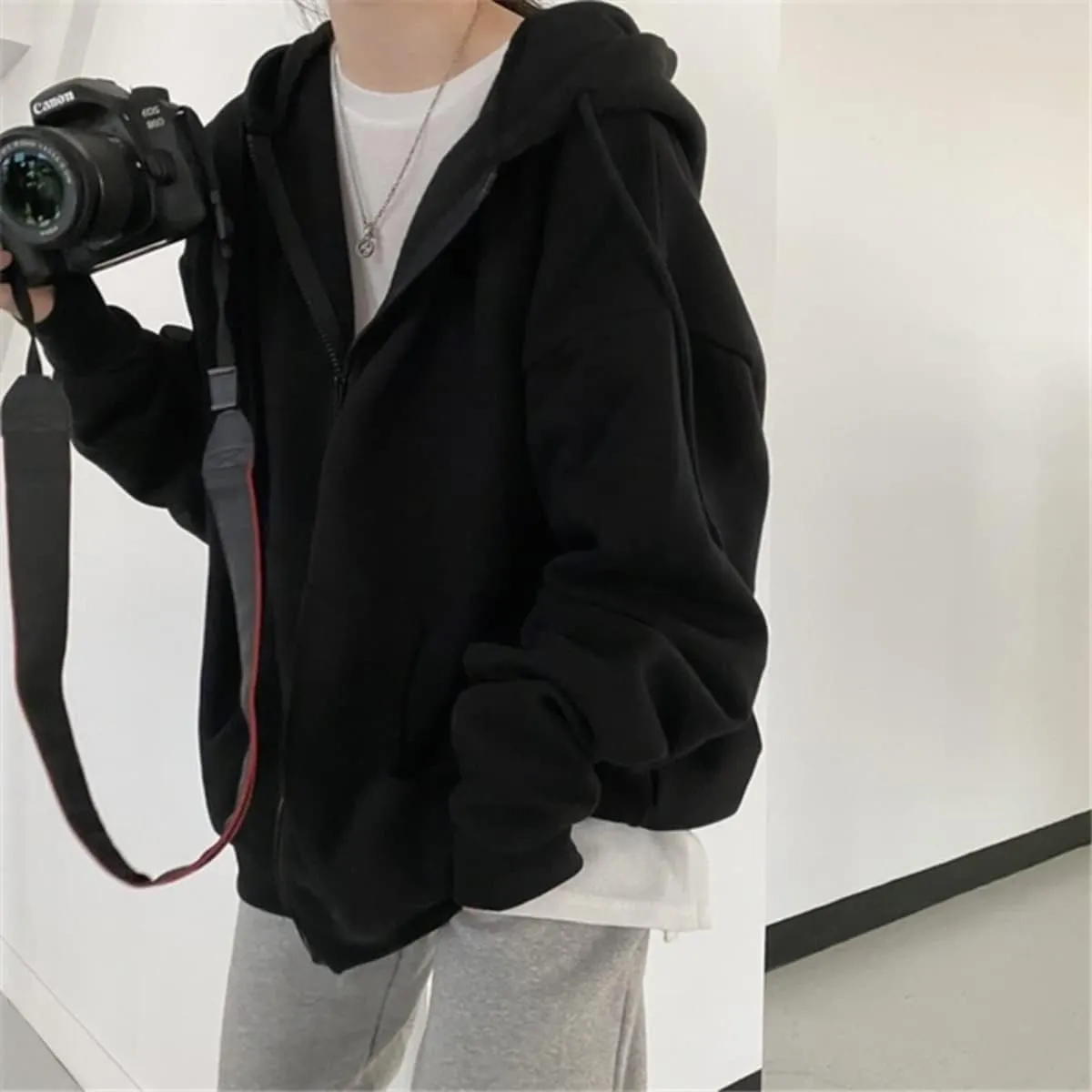 Grunge Jacket Women Fairy Zip Up Fleece Hoodie Y2k Vintage Oversized Long Sleeve Goth Sweatshirt Harajuku Streetwear