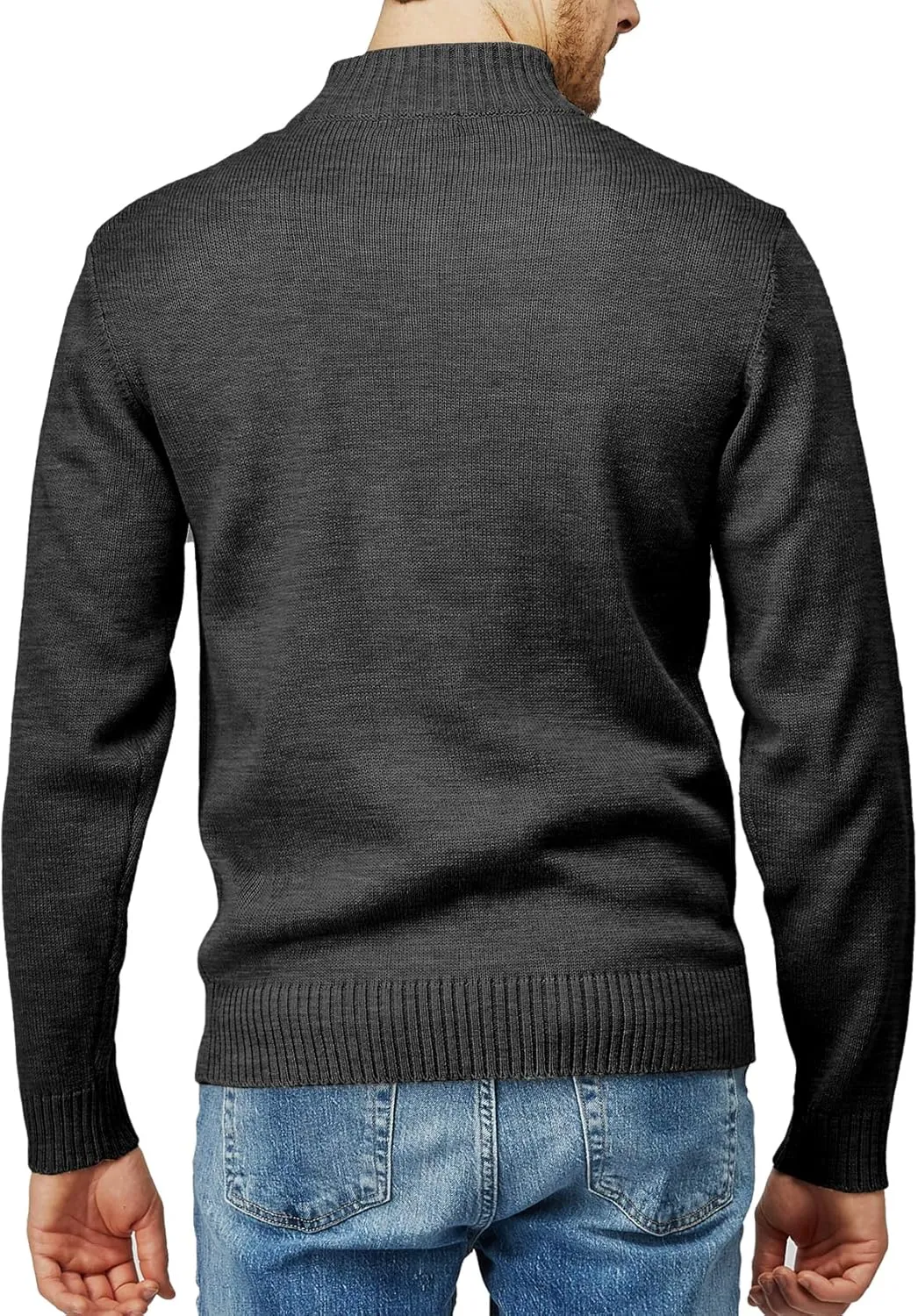 H2H Mens Casual Slim Fit Pullover Sweaters Long Sleeve Knitted Fabric Zip Up Mock Neck Polo Sweater