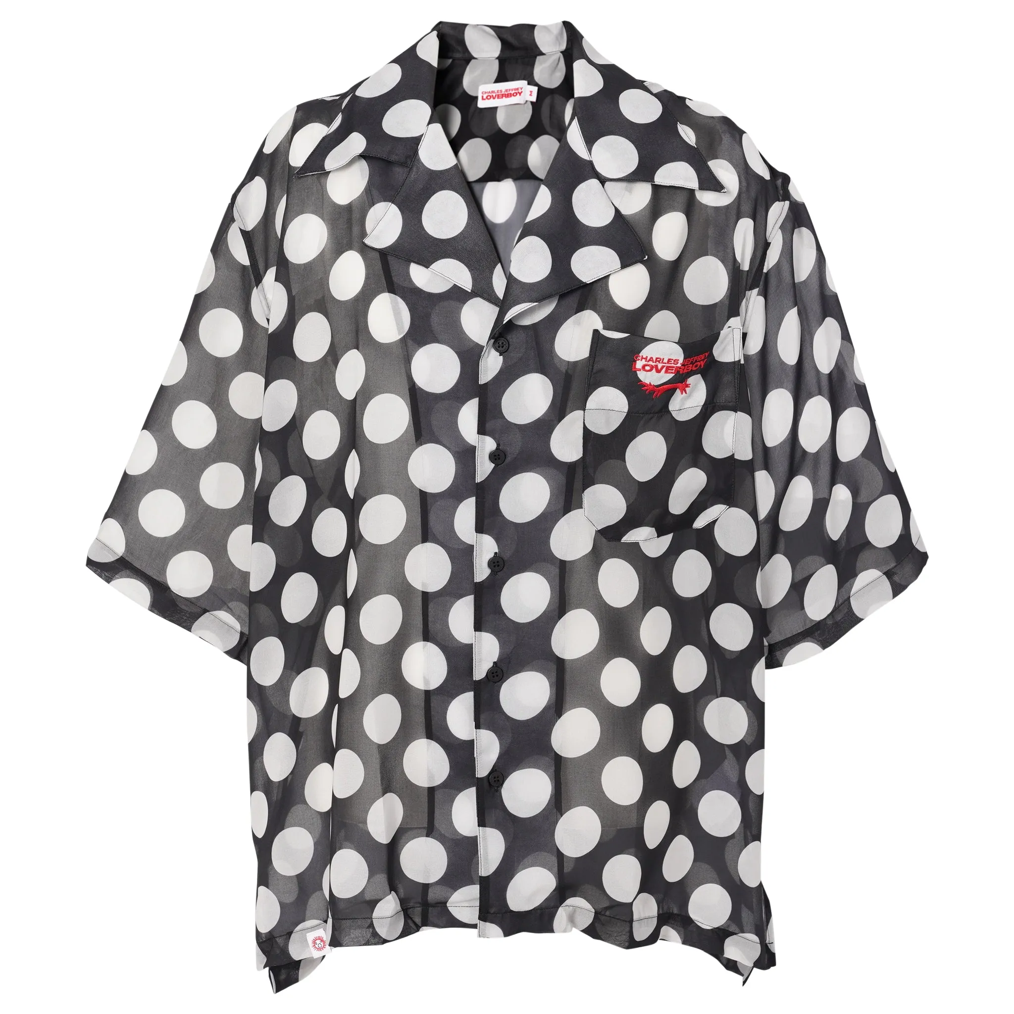 HAWAIIAN SHIRT / BLACK/WHITE POLKA DOT
