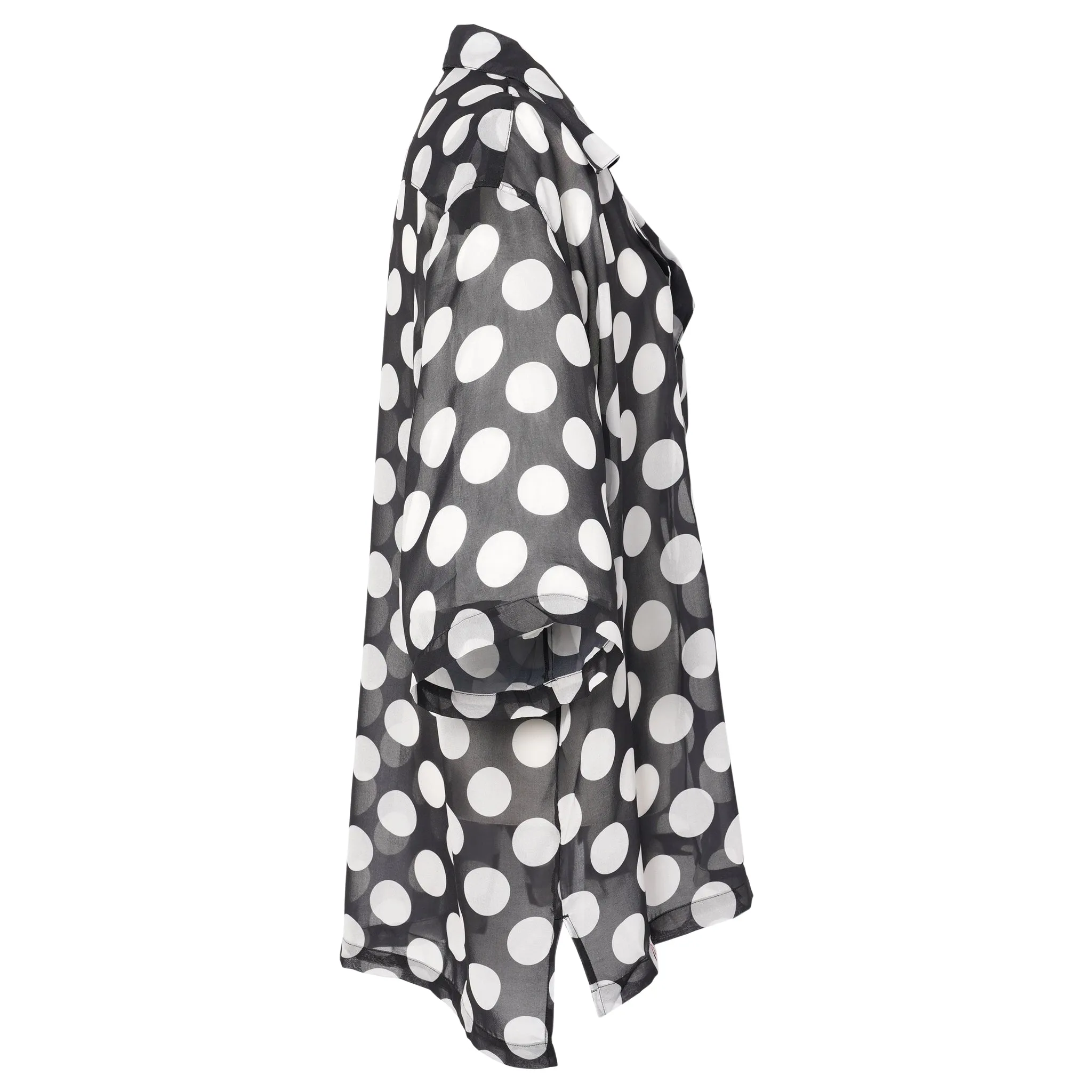 HAWAIIAN SHIRT / BLACK/WHITE POLKA DOT
