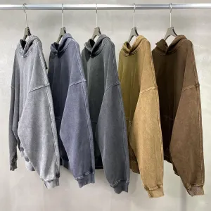 heyheyshine Men's Hoodies Pullover Oversized Womens Hoodie Wash Plush Cotton Hooded Sweatshirt Vintage Streetwear