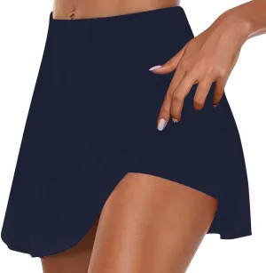 HGps8w Tennis Skirt for Women with Built-in Shorts Stretchy High Waisted Flowy Athletic Golf Skorts Skirts for Running Casual