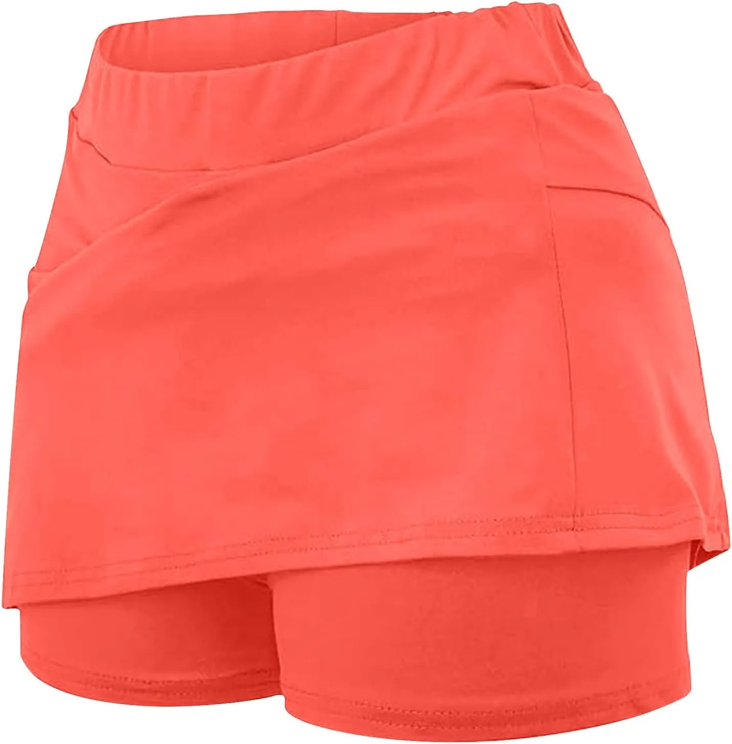 HGps8w Women's Tennis Skirt with Bulit in Shorts, Solid Color Casual Workout Running Golf Athletic Activewear Skorts