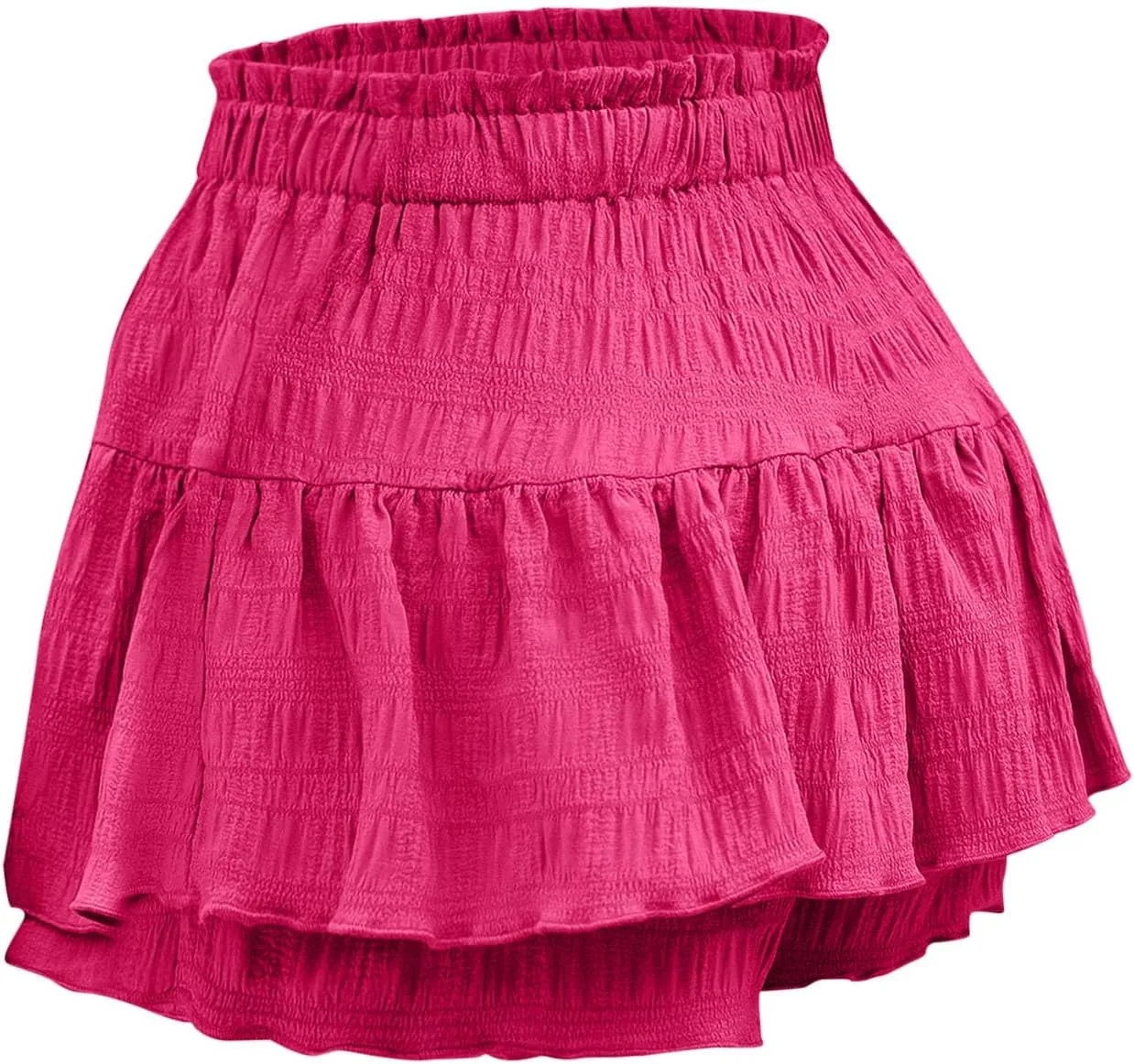 High Waisted Summer Shorts for Women 2025 Casual Ruffle Layer Flowy Skort Shorts Trendy Drawstring Beach Short Pants