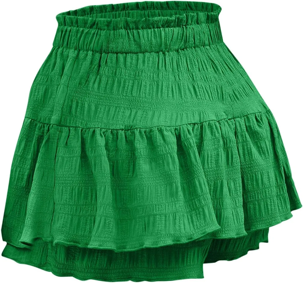 High Waisted Summer Shorts for Women 2025 Casual Ruffle Layer Flowy Skort Shorts Trendy Drawstring Beach Short Pants