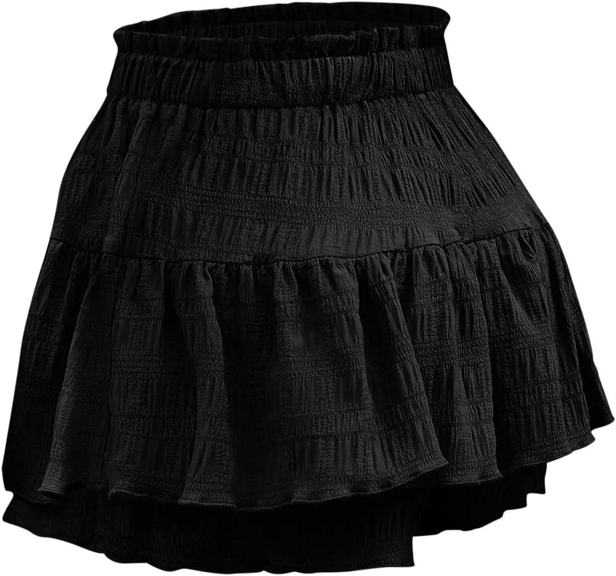 High Waisted Summer Shorts for Women 2025 Casual Ruffle Layer Flowy Skort Shorts Trendy Drawstring Beach Short Pants