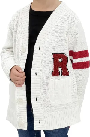 Hip Hop 50s Shop Boys 1950s Retro Knit Varsity Letterman Cardigan Sweater for Kids and Toddlers