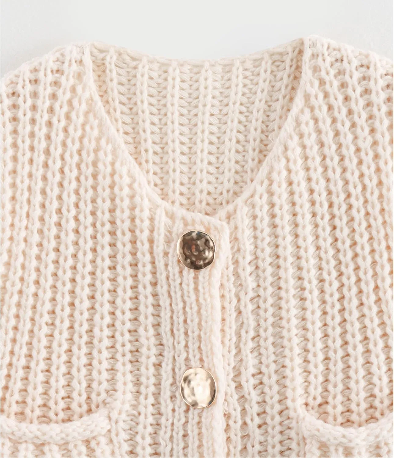 Hixiaohe Womens Crochet Chunky Knit Top Sleeveless Button Down Crop Tops Trendy Cardigan Sweater Vest for Women with Pockets