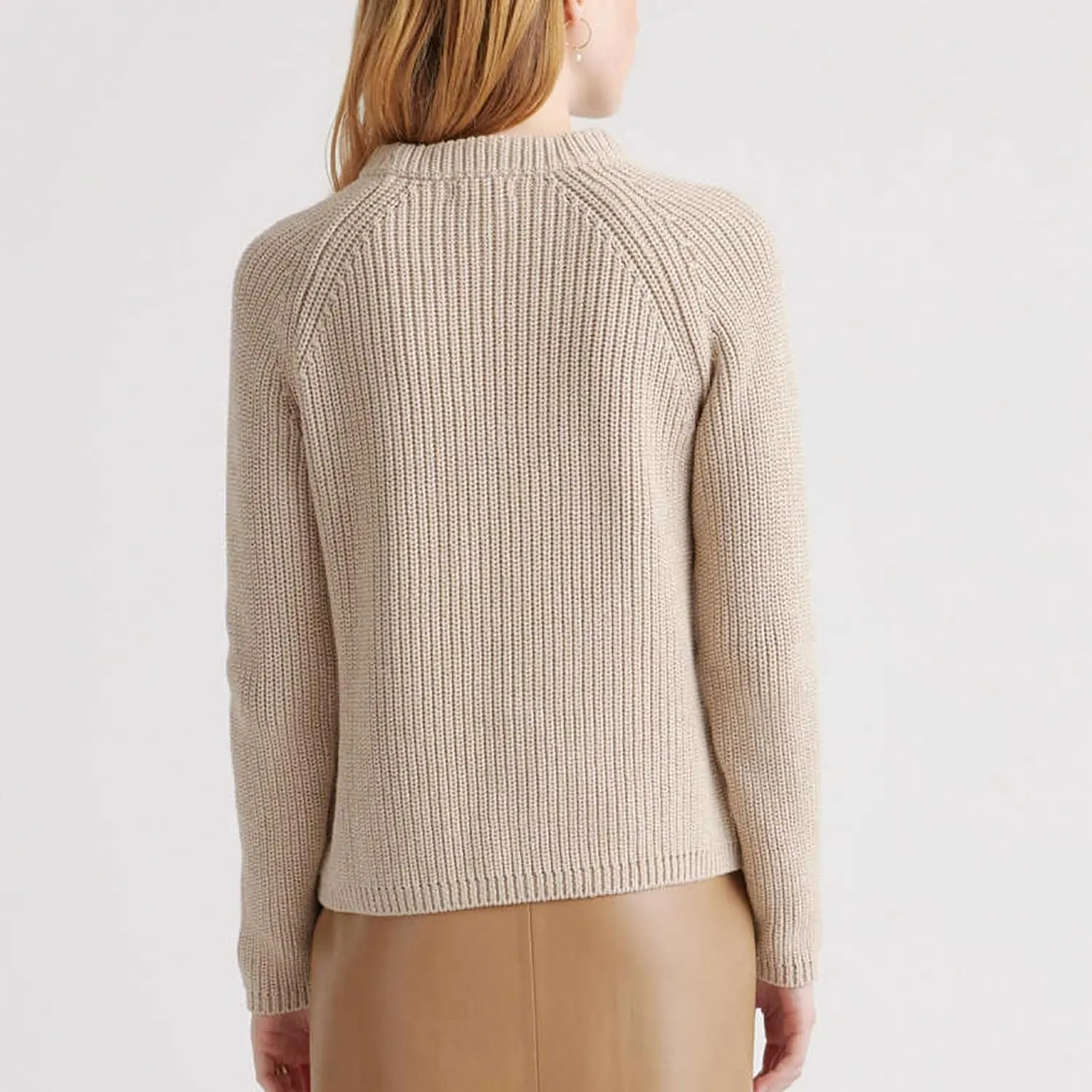 Hixiaohe Women's Sweater 2025 Fall Fisherman Knit Pullover Cascual Solid Color Crewneck Long Sleeve Sweater Top