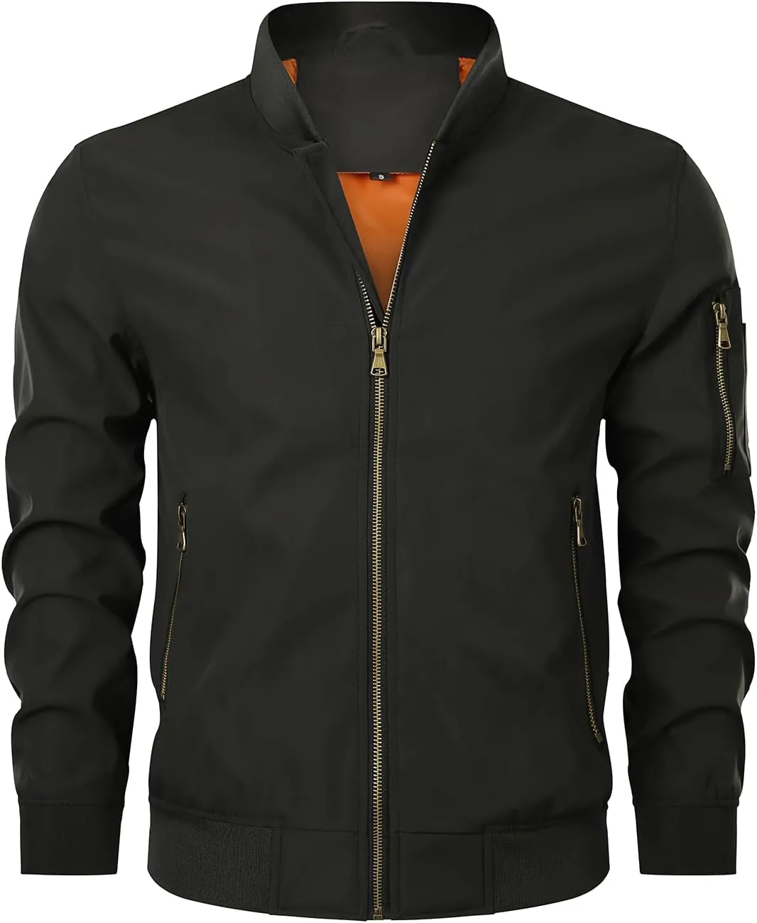 HOOD CREW Mens Bomber Jacket Lightweight Casual Stylish Spring Fall Windbreaker Zip Up Outwear Coat with Pockets