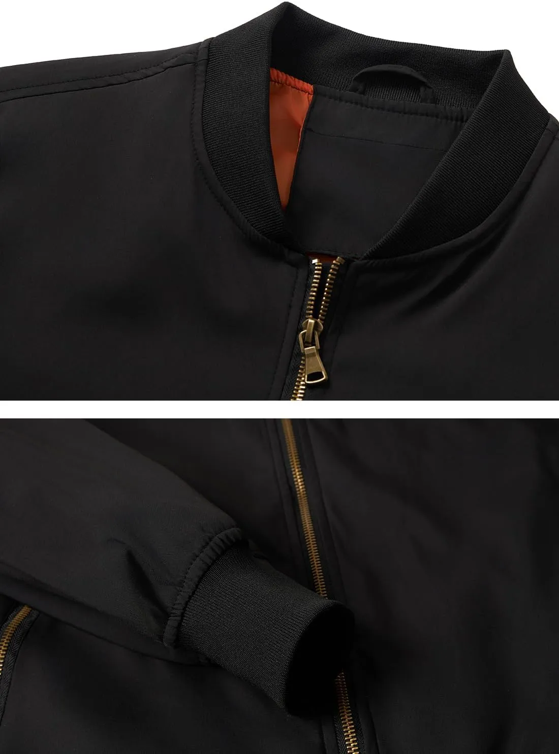 HOOD CREW Mens Bomber Jacket Lightweight Casual Stylish Spring Fall Windbreaker Zip Up Outwear Coat with Pockets
