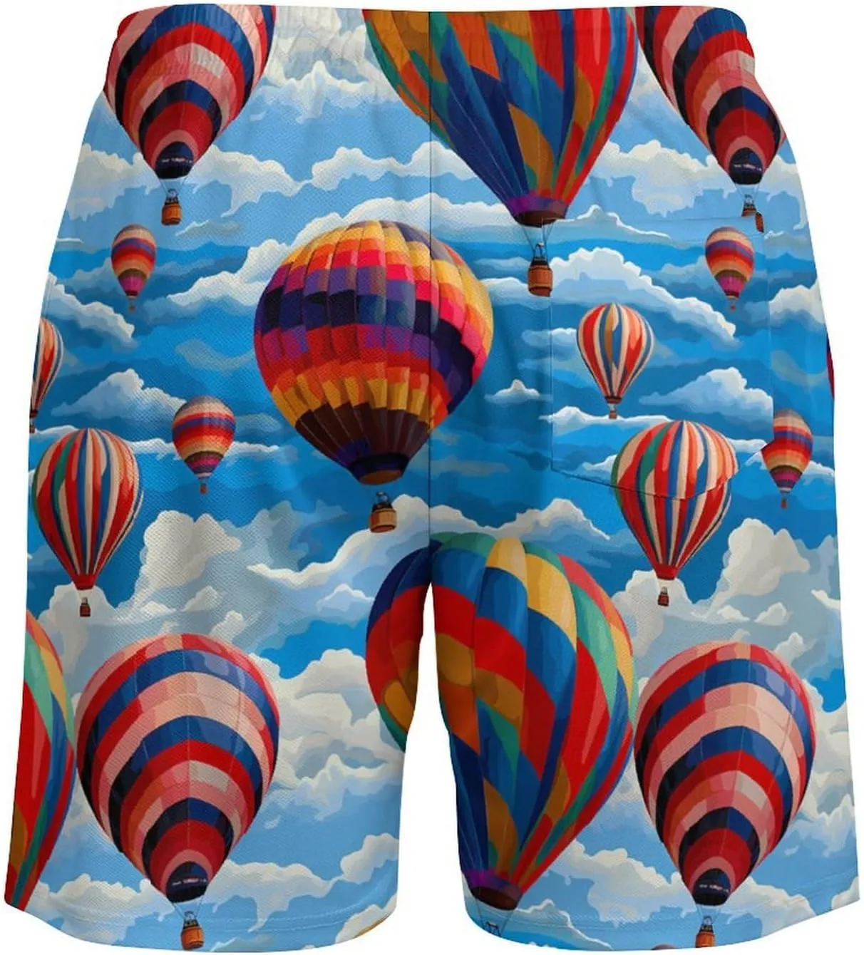 Hot Air Balloons Men's Swim Trunks with Compression Liner Beach Swimming Shorts with Drawstring and Pockets