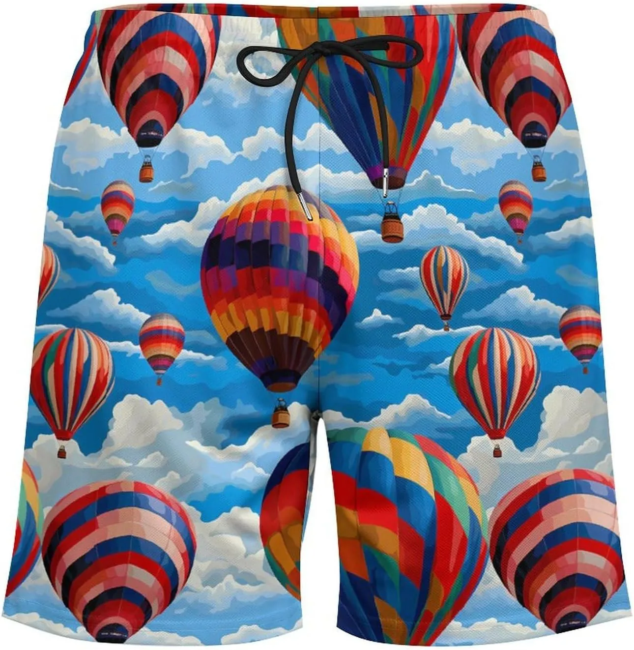 Hot Air Balloons Men's Swim Trunks with Compression Liner Beach Swimming Shorts with Drawstring and Pockets