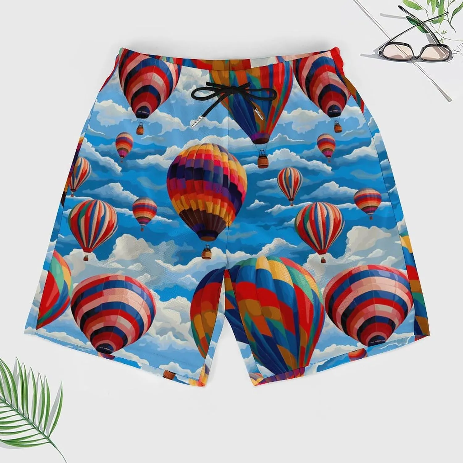 Hot Air Balloons Men's Swim Trunks with Compression Liner Beach Swimming Shorts with Drawstring and Pockets