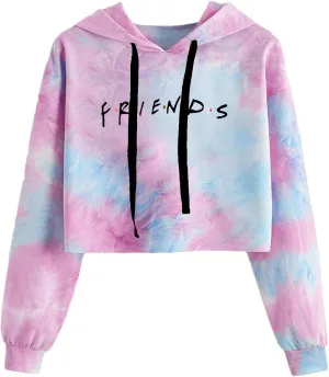 Idepet Women's Casual Letters Print Crop Top Loose Pullover Friends Shirt Teen Girl TV Show Hoodie Sweatshirt