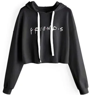 Idepet Women's Casual Letters Print Crop Top Loose Pullover Friends Shirt Teen Girl TV Show Hoodie Sweatshirt